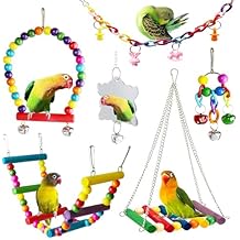 Bird Parakeet Cockatiel Toys, ESRISE Birds Cage Accessories Swing Climbing Ladders Wooden Perch Toy for Conures Finche Budgies Lovebird Parrot