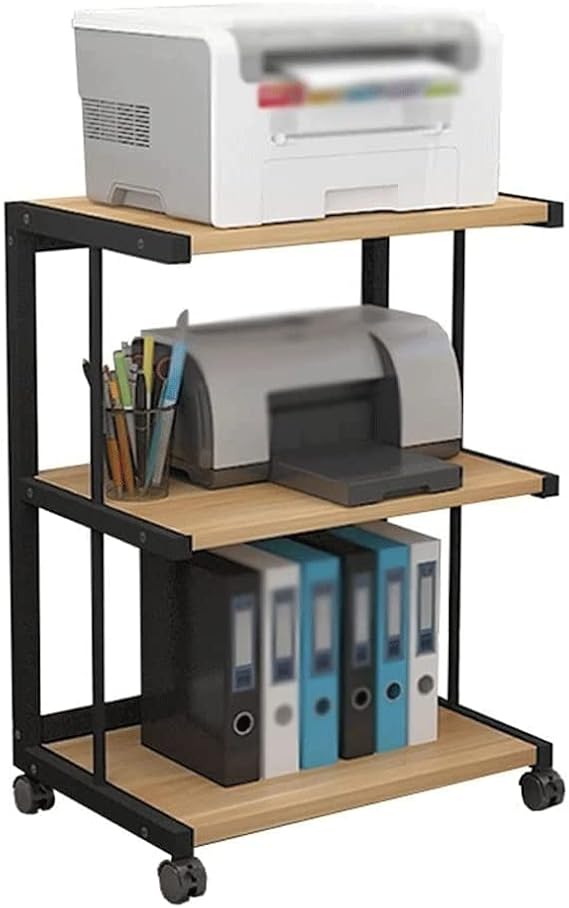 Printer Table Mobile Printer Stand with Storage Printer Table Printer Trollely on Wheels 3-tier Printer Cart for Home Study and Office Easy to use