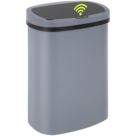 BLKMTY 13-Gallon Kitchen Trash Can, 50L Plastic Garbage Can, Automatic Touch Free Garbage Bin, Motion Sensor Trash Can with Lid, Tall Waste Bin for Home Office Bathroom Touchless, Gray