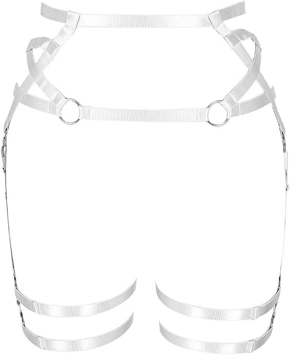 PETMHS Women's Pentagram Harness Garter Belt Punk Leg Waist Straps Lingerie Adjust Thigh Stockings Body Caged Belts