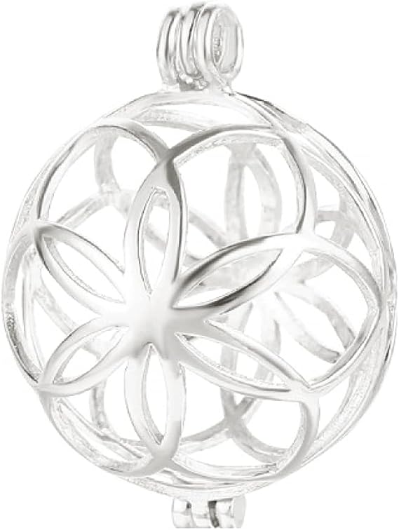 925 Sterling Silver Flower Pearl Cage Openable Hollow Cage Lockets Pendant Cage Charm Pendants for DIY Necklace Jewelry Making Women's Gift