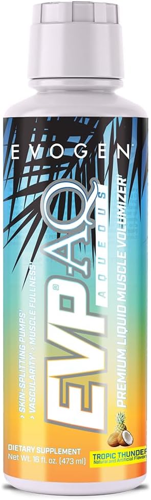 Evogen EVP AQ Liquid Glycerol | Muscle Volumizer | Tropic Thunder | 16 Fl Oz | S7 nitric oxide blend with betaine anhydrous for pumps, vascularity, fullness and hydration; low-stim and clean