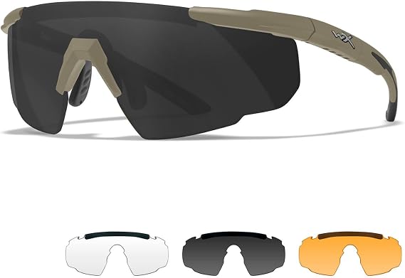 Wiley X │ Saber Advanced | Safety Glasses Men | Shooting Tactical Military Airsoft | Sport Sunglasses | Perfect for Running Biking Outdoor Hiking