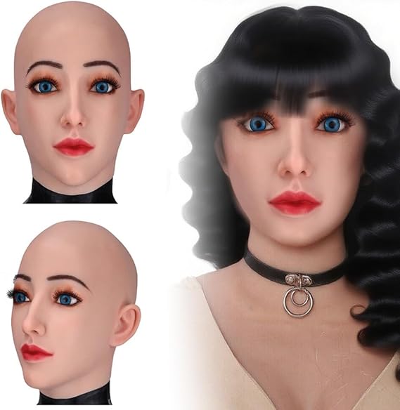 Silicone Female Mask Headwear Masks Hand-Made Realistic Soft Adults Full Face Mask Halloween Party Mask for Cosplay