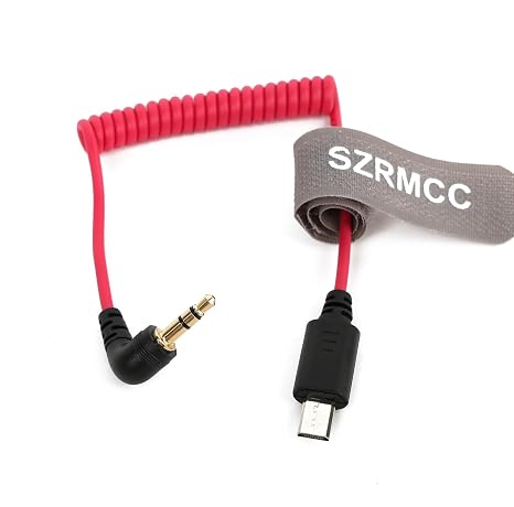 SZRMCC Micro-USB Timecode Cable Right Angle 3.5mm TRS for S-Ony FX3 FX30 A7S3 A1 Multi-Camera to Tentacle Sync Original/SYNC E/Track E Units