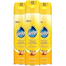 Pledge Enhancing Polish, Wood & Furniture Spray, Orange Scent, 9.7oz (Pack of 3)