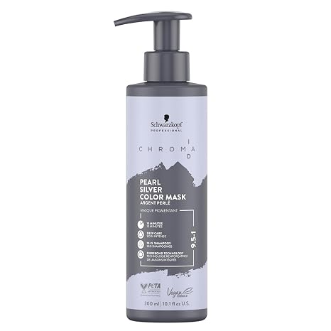 Schwarzkopf Professional CHROMA ID Bonding Colour Mask Semi Permanent Colour System Colour Mask Nourishing Hair Mask Hair Treatment Intensive Care Vegan Formula 9.5-1 Pearl Silver 300 ml