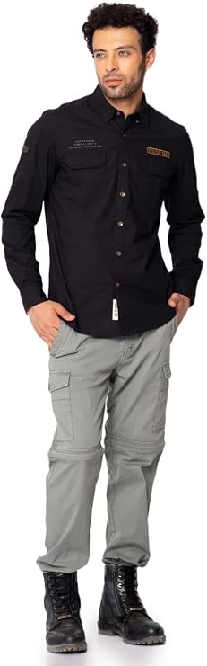 Royal Enfield Vintage Enfield Solid Shirt for Men Cotton Button Down Plain Shirts Long Sleeves Relaxed Fit Casual Mens Shirt