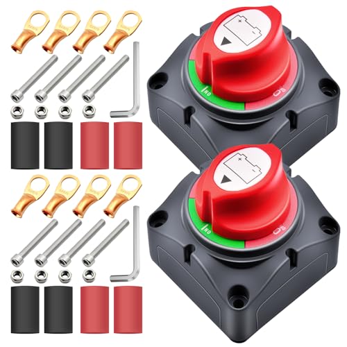 275A Battery Disconnect Switch 12V-48V Heavy Duty, Quality Battery Cut Off Shut Off OnOff Switch for Automotive, Marine, Boat, Car, RV, ATV, Trunk Vehicles Pack of 2