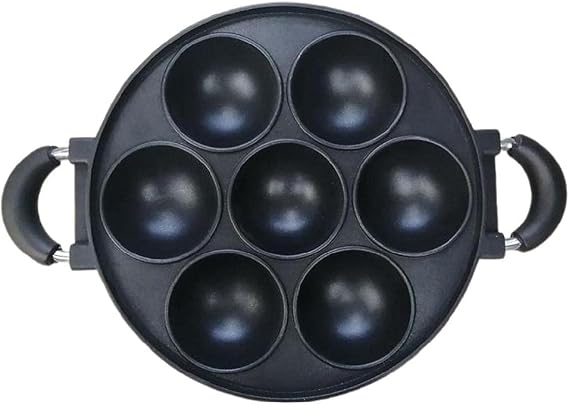 Peiiwdc 7-Hole Cast Iron Omelette Pan Non-Stick Cooking Pot Breakfast Egg Cooking Pie Cake Mold Kitchen Cookware Omelette Pans Nonstick Flip