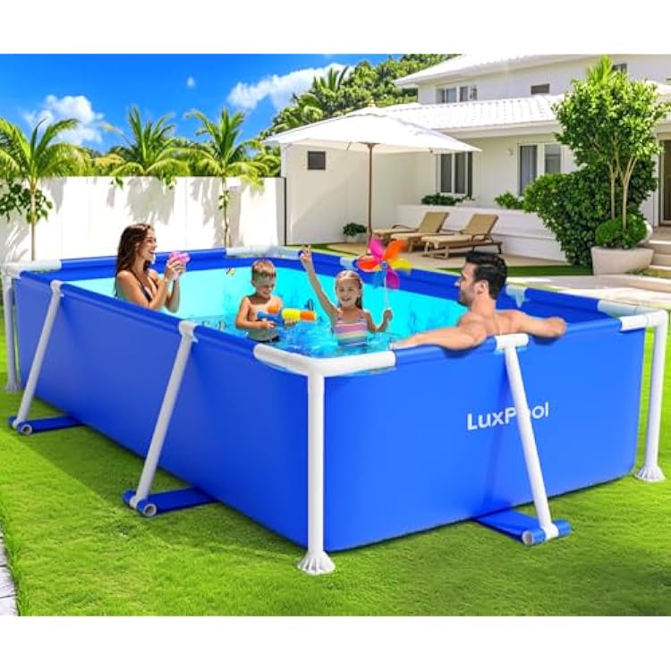 Above Ground Pool, 2025 Upgraded Frame Deep Swimming Pool, Rectangle Family Pool, Large Above Ground Pool Easy Set, 7ft x 48in x 24in Outdoor Pool, Backyard Pool for Kids, Adults