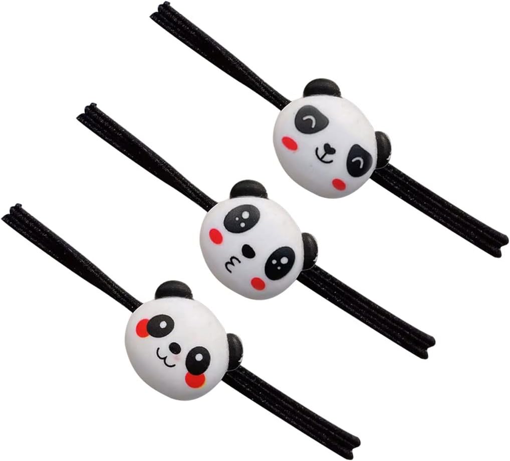 3 Pieces Cartoon Panda Scrunchies For Hair Panda Shaped Elastic Hair Ropes Dailywear Hair Accessories For Girls Hair Ro