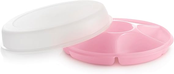 Tupperware Serving Center Set, 6 Compartment Serving Tray and Party Platter in Pink, Food Storage Container and Lid, Dishwasher Safe and BPA Free