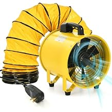DWVO 12 Inch Utility Blower Fan, Two Speed Portable Extractor with GFCI Plug and Auto Shut-Off, Ventilation Fan with 16FT Flexible Duct for Paint Booths and Warehouses