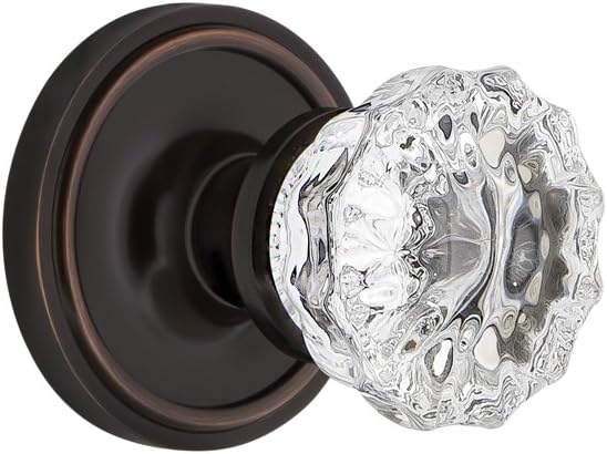 Nostalgic Warehouse Classic Rosette Double Dummy Crystal Glass Door Knob in Timeless Bronze