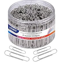 Vinaco Paper Clips Non Skid, 500PCS Medium and Jumbo Paper Clips (1.3 inch & 2.0 inch), Durable & Rustproof, Coated Paperclip Great for Office School and Personal Use