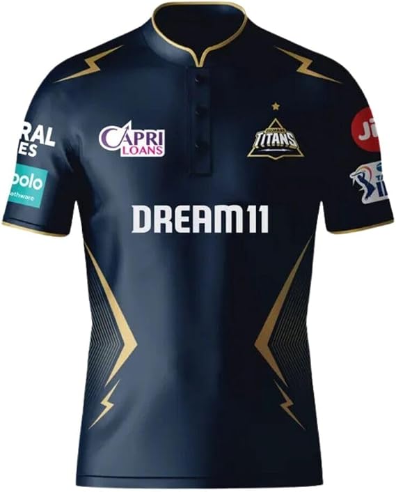 Whitedot Gujarat Titans 2024 IPL Cricket Fan Jersey - 100% Dryfit Polyester (GT 2024-2XL-46) - Without Name Print, XX-Large
