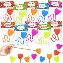 Non Candy Valentines Gifts for Kids School Classroom-48 Pack, Valentine Day Exchange Cards with Heart Sticky Hands Toys for Toddler Boy Girl, Party Favors Goodie Bag Stuffers Treat Prize for Class