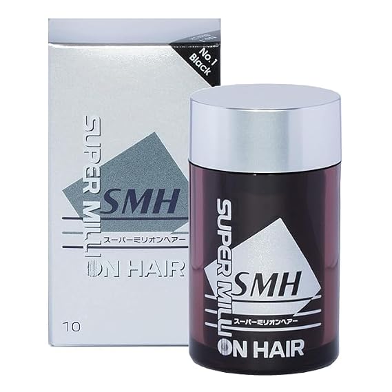 Super Million Hair SMH Plant-Based Hair Fibers MADE IN JAPAN Instantly Conceals Thinning Hair Long-Lasting Sweat, Water & Wind Resistant Hair Loss Solutions For Men & Women (Black, 10g)