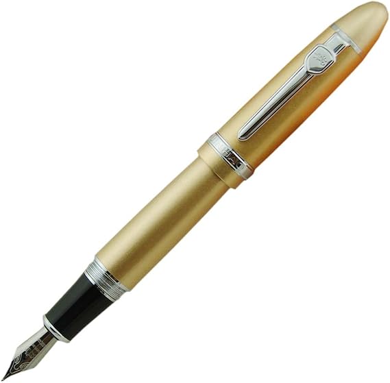 Lanxivi Jinhao 159 Fountain Pen Champagne Color Silver Trim with Pen Pouch