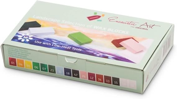 Encaustic Art The Original -LANDSCAPE SELECTION Set of 16 - Encaustic Wax Block Colors -Beeswax For Encaustic Art Supplies -Non-Toxic, Handcrafted in Germany