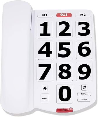 Big Button Amplified Corded Phone for Elderly & Seniors - Extra Loud Ringer, Home Landline Telephone for Hearing Impaired