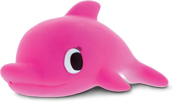 DolliBu Dolphin Bath Buddy Squirter - Floating Pink Dolphin Rubber Bath Toy, Fun Water Squirting Bathtime Play for Toddlers, Cute Sea Life Animal Toy for The Bathtub, Beach, Pool for Girls & Boys