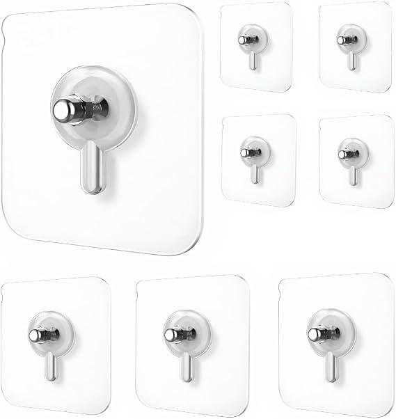 Şeffaf Yapışkanlı Duvar Askısı 4'lü Set (2 Adet) – Delmeden Montaj, Güçlü Tutucu Kanca, İz Bırakmaz, Suya Dayanıklı, Banyo Mutfak Ofis İçin