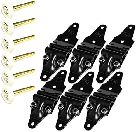 6 Set x Transglobal Mild Steel Roll Up End Hinge (Black)+Nylon Roller (2.00") Works with Freight Trailer Truck Roll Up Door (TG-1209-A, TG-3228)