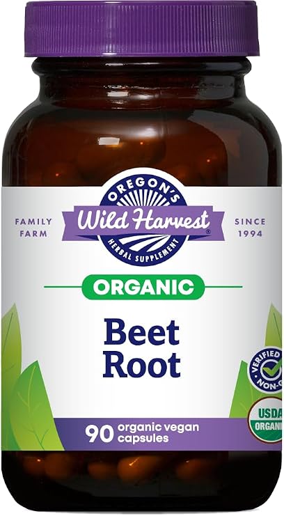 Oregon's Wild Harvest Organic Beet Root Capsules 90 Vegan Capsules USDA Certified Organic Beet Root Powder Non-GMO, Gluten-Free, Dairy-Free, Soy-Free Grown in North America Made in the USA