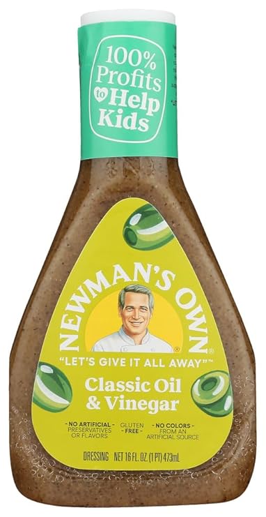 Newman's Own Olive Oil & Vinegar Salad Dressing 16 oz (Pack of 6) ( Value Bulk Multi-pack)