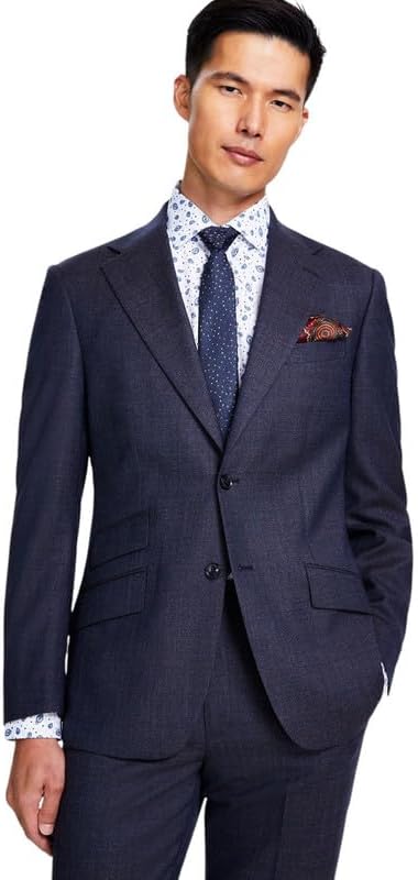 Tallia Men's Slim-Fit Stretch Solid Suit Jacket (Navy/Brown, 36R)