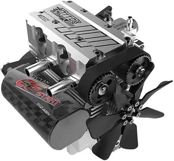 TOYAN FS-L200AC 7cc インライン4ストローク2気筒エンジンキット ニトロ内燃DIYモデルシルバーDIYキット