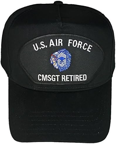 US AIR Force Chief Master Sergeant CMSGT Retired with Insignia Patch HAT - Black - Veteran Owned Business