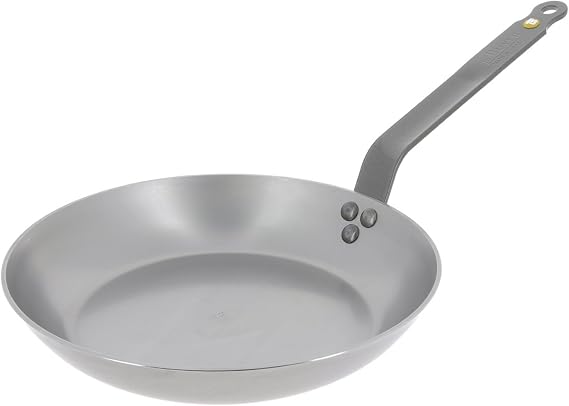 de Buyer MINERAL B Carbon Steel Fry Pan - 9.5 Diameter, 6.9 Cooking Surface - Ideal for Searing, Sauteing & Reheating - Naturally Non-Stick Finish - Made in France