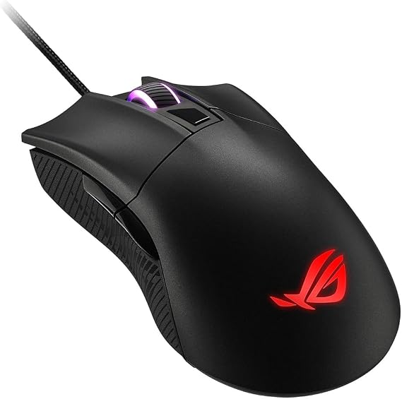 ASUS ROG Gladius II Core Lightweight, Ergonomic, Wired Optical Gaming Mouse with 6200-DPI Sensor, ROG-Exclusive Switch-Socket Design and Aura Sync Lighting