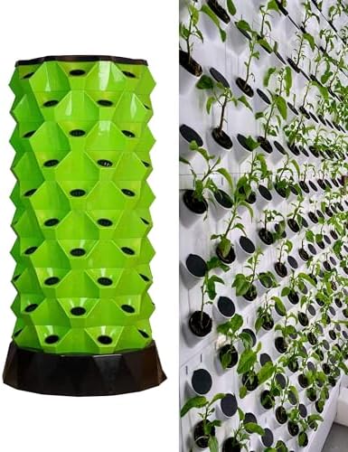 Aeroponic Garden Tower - Hydroponics Growing System for Indoor & Outdoor Use - 48 Holes for Vegetables, Herbs, Strawberries - Efficient Soil-Free Gardening
