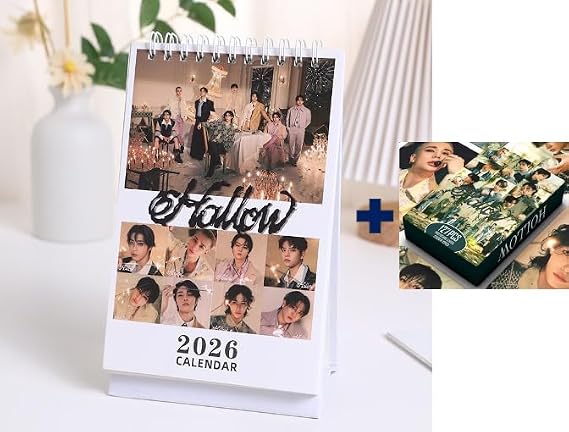 2026 Stray-Kids Desk Calendar - Kpop Idol Photo Calendar + Photo card Set Option (Type B Calendar with 127pcs Photocard pack)