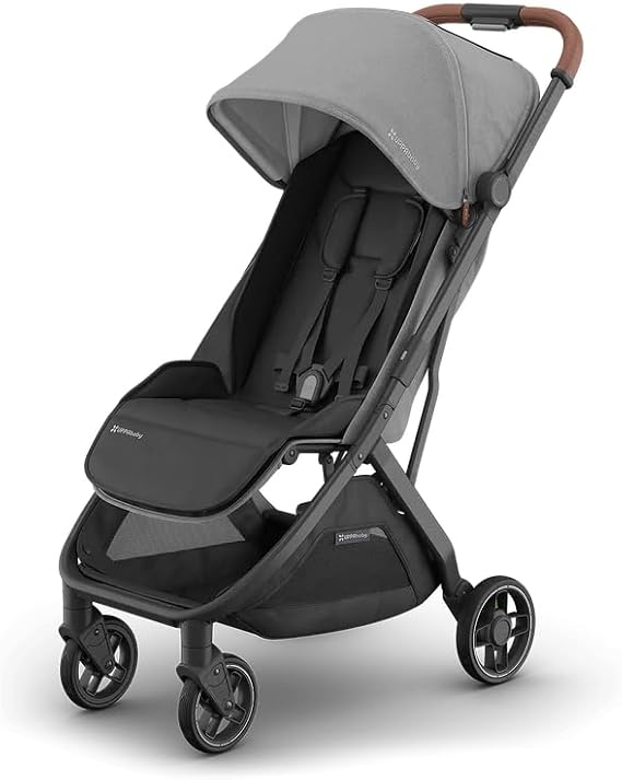 UPPAbaby MINU V3 Lightweight Travel Stroller |Greyson | One-Hand Fold & Recline | Overhead Friendly Baby Pram | Includes Rain Cover & Carry Strap | Baby Stroller Up to 22kg | 9kg Storage Basket