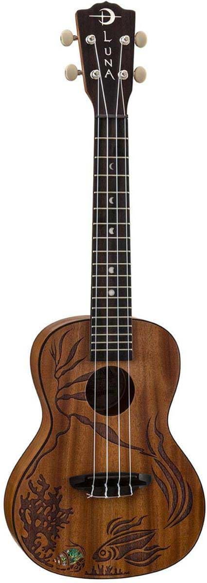 Luna UKECORAL Coral Ukulele All Solid Mahogany with Gig Bag, Satin