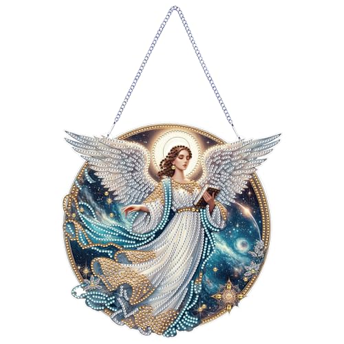 DIY Diamond Pendant Ornament - Special Shaped Crystal Art Painting - Hanging Single Sided Ornament for Home Garden Wall Door Decor - Angel