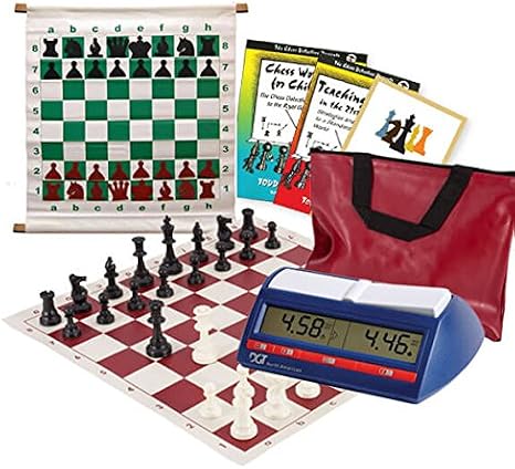 Scholastic Chess Club Starter Kit - for 10 Members - with DGT North American Chess Clocks - Red
