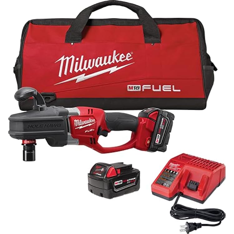 Milwaukee Electric Tool 2708-22 M18 FUEL HOLE HAWG Brushless Right Angle Drill Kit, 18 V, Lithium-Ion, 12 Quick-Lock, Keyless Chuck