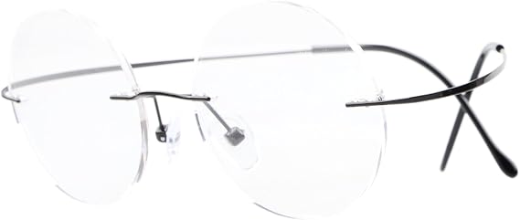 Eyekepper Titanium Rimless Round Eyeglasses 48mm Circle Optical Frame Black