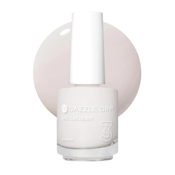 Dazzle Dry Nail Lacquer, Step 3 At First Blush (0.5 fl oz) | A Pale Subtle Off-White Full Coverage Cream Finish Quick-Dry