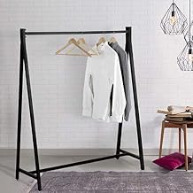 MyGift 47 Inch Modern Black Heavy Duty Metal A-Frame Wardrobe Clothing racks for hanging clothes, Commercial Grade Freestanding percheros para colgar ropa for Bedroom Closet Clothes or Retail Display