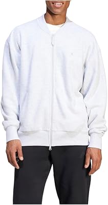 adidas Mens Elevated Loop Bomber Jacket Training Athletic Outerwear Casual - Grey