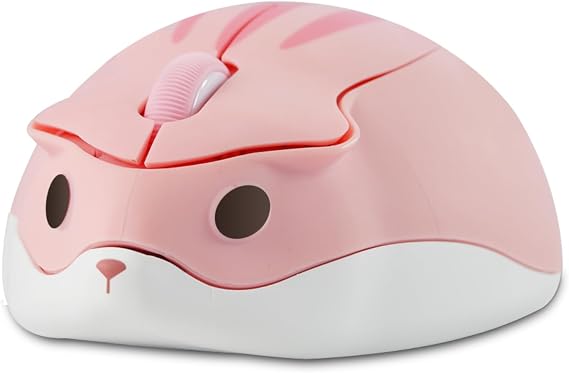 Thanice 2.4G かわいいワイヤレスマウス、かわいいハムスターサイレントポータブル光学マウス コードレス 1200DPI ピンクマウス USBレシーバー付き ノートパソコン/PC/MacBook/ノートブック/女の子へのギフトに ピンク
