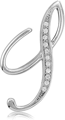 BERRICLE Initial Letter Brooch Pin for Women, Silver-Tone