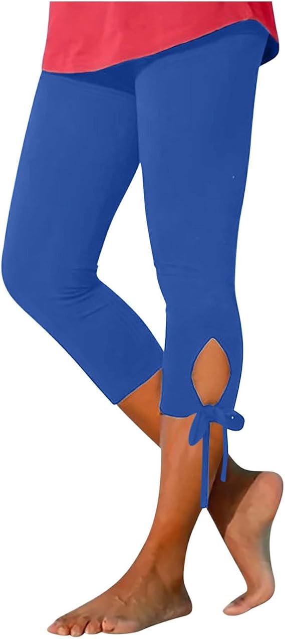 Capri Leggings for Women Casual Stretchy High Waisted Yoga Pants Tummy Control Comfy Workout Compression Leggings